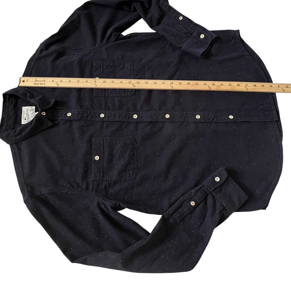 Lucky Brand Mason Workwear Mens L Speckled Nep Flannel Button Down Shirt Blue - Picture 11 of 11